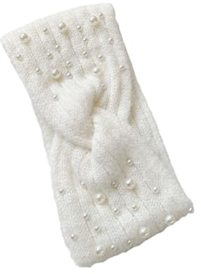 AOKWAWALIY 1stück Geflochtenes Stirnband Mit Perlen Für Damen Warmes Winterliches Haarband Für Kalte Kopfbedeckung Für Besondere Anlässe Und Freizeit