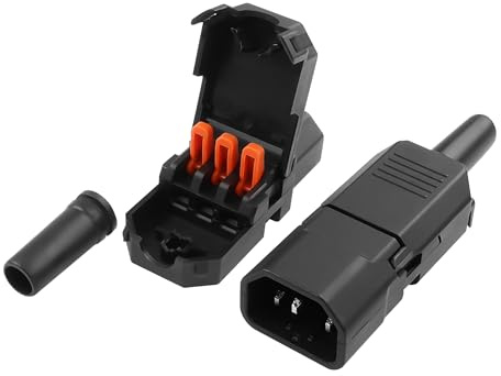 YACSEJAO IEC320 C13 C14 Plug Connector 2PCS 250V 10A AC 3 Pin C13 Female+C14 Male Rewirable Power Adapter Connector