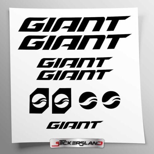Aufkleber-Set kompatibel mit Rahmen MTB Mountainbike und Helm | Decals Aufkleber für Fahrrad Schriftzug Logos | Stickersland® GIAN (schwarz glänzend)