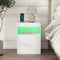 YOURLITE Bedside Table with 2 Drawers, Modern Bedside Cabinet with Charging Station and LED Lights, Nightstand with Pull-Out Tray, Bed Cabinet Chest of Drawers Living Room Bedroom White