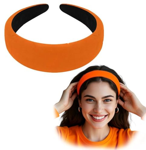 Esshogo Serre-tête orange tendance pour femme et fille - Serre-tête large - 1 unité (Lot de 1)