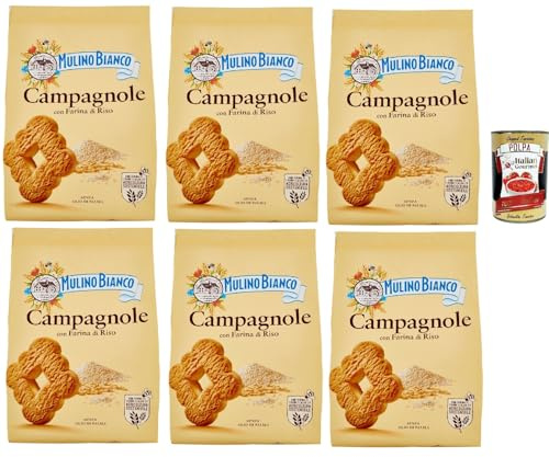 Italian Gourmet Biscotti Bundle 6x700g + Italian Gourmet Polpa – Italienisches Gebäck mit Reismehl, Knusprige Frühstückskekse, Familienpackung Süßgebäck zum Kaffee & Frühstück