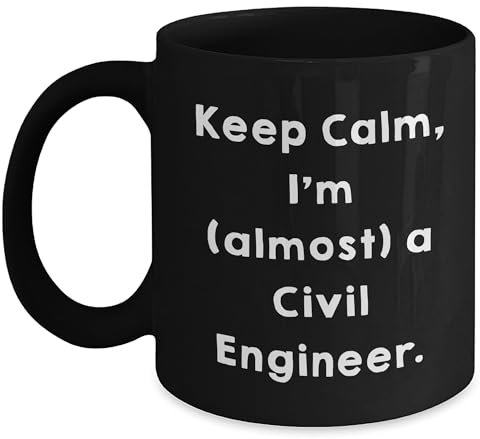 Cadeaux d'ingénieur civil : « Keep Calm and Carry On with Funny Black Coffee Mugs » pour lui ou elle – Cadeaux d'anniversaire pour les amis et la famille
