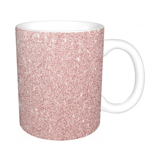 YFHJV Grosse Kaffeetasse - Bürotasse - Tasse Keramik Kaffeetassen Große 11oz - teetasse groß - cappuccino tassen - Roségold Glitzer Verschwommener Glitzer