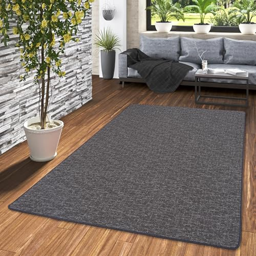 Snapstyle Feinschlingen Teppich Niva - Melierter Designer Teppich aus 100% Polypropylen, Pflegeleicht & Strapazierfähig, Modern für Wohnzimmer, Flur & Läufer, Langlebig und Robust in Anthrazit