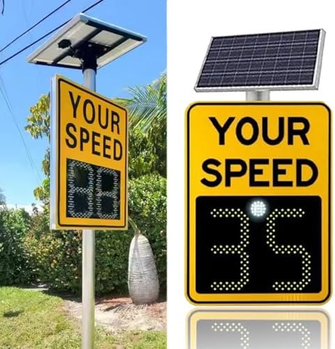 Rusopobe Panneau Solaire avec rétroaction Radar, Aluminium indicateur de Vitesse Radar détecteur de Vitesse, étanchéité IP65(A,50 * 70cm)
