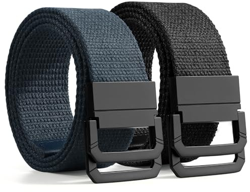 SANSTHS Stoffgürtel Herren Stufenlos Verstellbar Canvas Gürtel Ohne Löcher | ohne Löcher mit doppel D-Ring Schnelle, gürtel stoff herren für Arbeitshosen, Alltag Outdoor Camping Sport, Cargohosen
