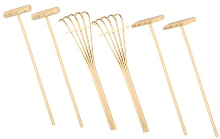 HOODANCOS 6 Pièces Mini Garden Rake Set Bambou pour Décoration Zen Outils de Jardinage de Sable pour Bureau et Loisirs Créatifs