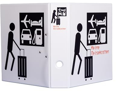 Meine Reisekosten PVC Motiv Ordner A4 – Stabiler PVC-Ordner mit 2-Ring-Mechanik, Made in Germany, langlebiger Sammelordner für Dokumente und Unterlagen, kein Import