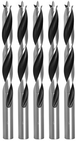 TIBOO DAY Brad Point Wood Drill Bits 6mm (15/64) Brad Point Drill, 5 Pcs | Carbon Steel, Double Flutes Design Metric Brad Point Drill Bits for Woodworking Soft & Hard Woods MDF Acrylic