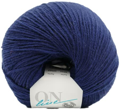 Sockenwolle 6-fädig einfarbig | Online Supersocke 6-fach 321 Merino Uni | dickes Sockengarn mit Merinowolle zum Stricken und Häkeln (5011 dunkel blau)