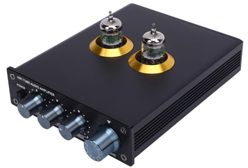 SEAFRONT Preamplificatore Phono a Valvole Hi-Fi Stereo, Preamplificatore di Testa a Basso Rumore con Op-Amp JRC5532DD, per Sistemi di Amplificazione Domestica (Spina europea)