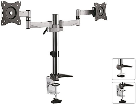 Maclean MC-714 2-Fach Tischhalterung Monitorarm 360° Dual Monitorhalterung 13-27 Zoll Monitor LCD LED VESA 75x75 100x100