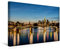 Premium Textil-Leinwand 45 x 30 cm Quer-Format Skyline Frankfurt und Ignatz-Bubis-Brücke | Wandbild, HD-Bild auf Keilrahmen, Fertigbild auf hochwertigem Vlies, Leinwanddruck von Michael Valjak