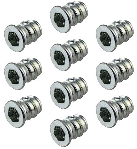 Gedotec Screw-in sockets | 100 pieces - Metal screw-in socket with cover edge | M6 x 13 mm | Screw-in nut, galvanized steel | Threaded sockets Screws with drive: Hexagon socket | Threaded insert wood