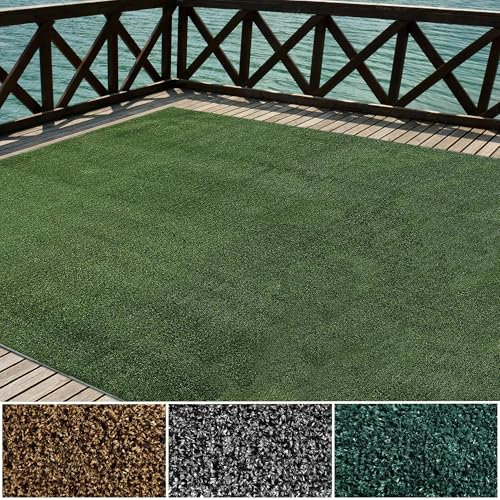 iCustomRug Indoor/Outdoor Turf Carpet & Rugs, Sythentic Grass in Lawn Green 12'X4' Low Pile Artificial Grass with Bound Pre-Finished Edges - Available in Many Sizes and Widths