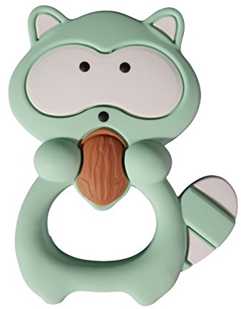 Beißring/Schnuller in Waschbär-Optik, zum Draufrumkauen, ohne BPA, 7 Farben (Mintgrün)