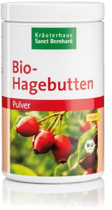 Sanct Bernhard Bio-Hagebutten-Pulver | Aus ganzen Hagebutten | vegan | Für Smoothies, Shakes & Müslis | 500 g