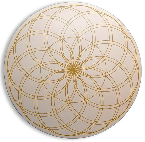 harmonei® Untersetzer Blume des Lebens Gold - energetisiert - für Gläser Teller und Töpfe - 8 cm Durchmesser und rund – 1,5 mm dick und pflegeleicht – Deko für Zuhause