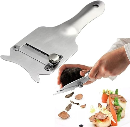 Affetta Tartufo Grattugia, Lama Regolabile in Acciaio Inox Rasoio per Cioccolato Affettatrice Multifunzione per Block Chocolate, Tartufi, Verdure e Formaggi Slaver
