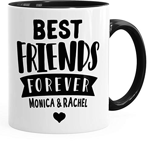 SpecialMe® Best Friends Forever BFF Beste Freundin personalisierte Kaffee-Tasse mit Namen persönliches Geschenk Inner-Schwarz unisize