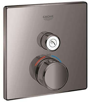 Grohe Grohtherm SmartControl Series Recessed Thermostat with 1 Key, 15.8 x 4.3 x 15.8 cm, Graphite Gloss (Reference: 29123A00)
