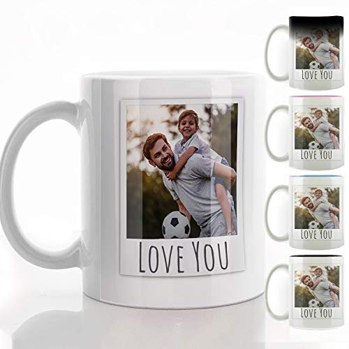 Hairyworm Personalised Mug and Belgian Milk Chocolate/Hot Chocolate Stirrer Marshmallow Gift Set, Tea Cup, Coffee Mug, (11oz) Happy Birthday Mug Customised with Photo/Image - Polaroid Style Style