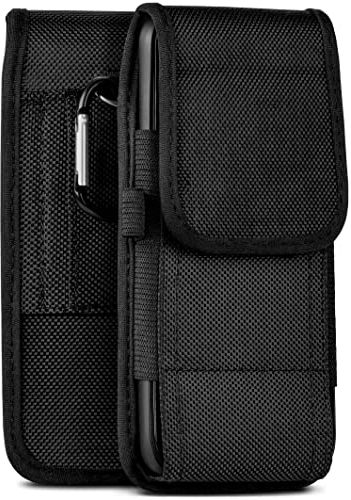 moex Agility Case für Google Pixel 4a Hülle mit Gürtelschlaufe, Handy Gürteltasche Outdoor Handyhülle, Nylon Gürtel Handytasche, robuste Schutzhülle mit Karabiner, Schwarz
