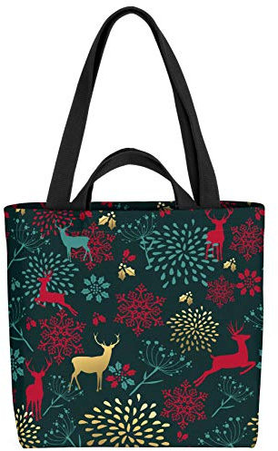 VOID Wald Deko Winter Hirsch Tasche 33x33x14cm,15l Einkaufs-Beutel Shopper Einkaufs-Tasche Bag