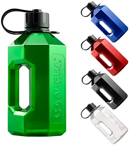 Alpha Designs | 2 Litre Water Bottle | 2.4l Large Drinks Water Jug | Gym, Holiday, Travel | Green