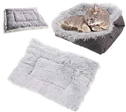 Ledeak Cuccia Gatti Letto Cani, Pieghevole Antiscivolo Piccolo Gatto Conigli Pavimento Divano Cuscino Cane Interno Esterno Letto Peluche Ultra-Morbido Pet Plush Letto(Grigio)