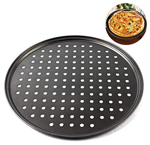 Round Pizza Baking Trays, 28CM Kitchen Pizza Plate Durable Metal Pan Sheet Plate Holder Cookware Strong Baking Tool for Oven Pizza Maker