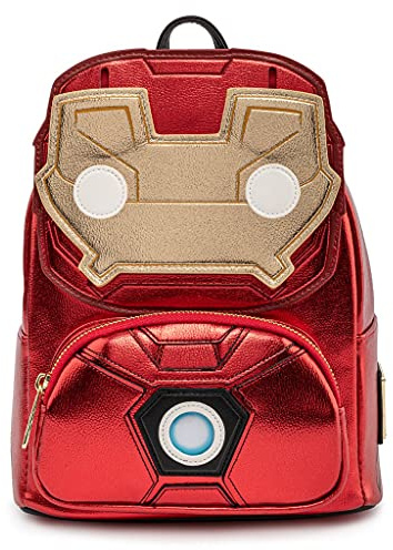 Loungefly x Marvel Iron Man Light Up Mini Backpack Metallic Leather