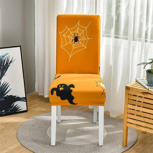 ZZDXL Stuhlhussen 2Er Set Halloween Stuhlhusse Stretch,Elastischer Stuhlbezug Abnehmbare Waschbar Stuhlbezug Langlebig Universal, für Esszimmer, Hotel, Bankett, Hochzeit, Partys Deko