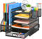 Marbrasse Schreibtisch Organizer mit Aktenhalter, 5 Ebenen Papier Briefablage mit Schublade und 2 Stiftehalter,Schreibtisch Netz Ablagefächer Organizer mit für Büro Bedarf