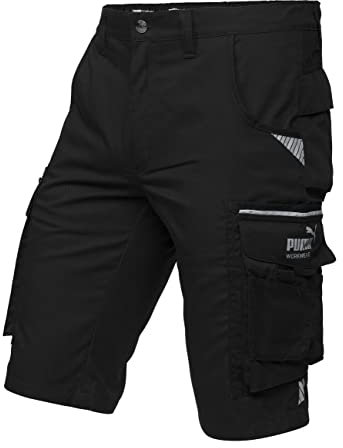PUMA Workwear Precision X Arbeitsshorts - Kurze Arbeitshose Herren - Robustes, Flexibles Material - Viele Taschen und Reflektoren - Bequeme Passform für Handwerk Gewerbe - Schwarz - Gr. 52