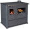 EEK A+ Kaminofen mit Backfach und Herdplatte Pracktik Lux Anthrazit RAL 7016 RECHTS Holzofen 9,5 kW Kamin Ofen Dauerbrandofen Werkstattofen Schwedenofen Hüttenofen Heizofen