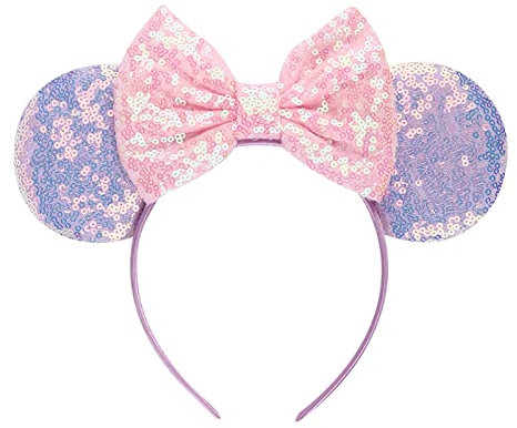 AQOKKA Mouse Ears Headbands with Bow Minnie Ears Cosplay Costume Hair Accessories for Women Birthday Party Decoration