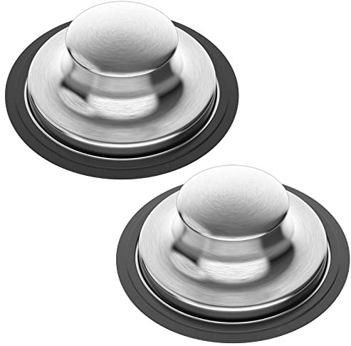 BOTEMY Tappo per lavello da cucina da 8,8 cm, in acciaio inox spazzolato, universale, tappo di scarico per lo smaltimento dei rifiuti con flangia di scarico (2 pezzi)