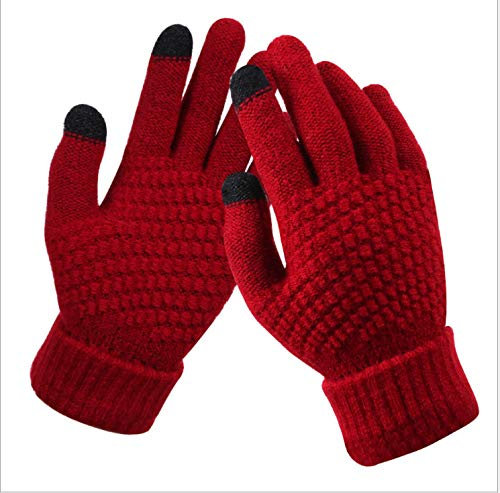 BSLVWG Frauen Winter Touchscreen Handschuhe Warme Strickhandschuhe Thermische Handschuhe Anzug für Laufen Fahren Radfahren Arbeiten Wandern Skifahren (rot)