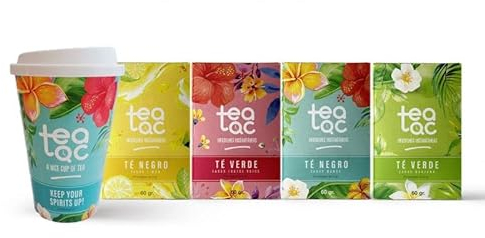 LA TETERA AZUL Pack de Infusiones Frías + Vaso - Té Verde Frutos Rojos, Manzana, Té Negro Limón, Mango. 20 sobres por caja. Sabor Delicioso Y Refrescante En Cada Sorbo.