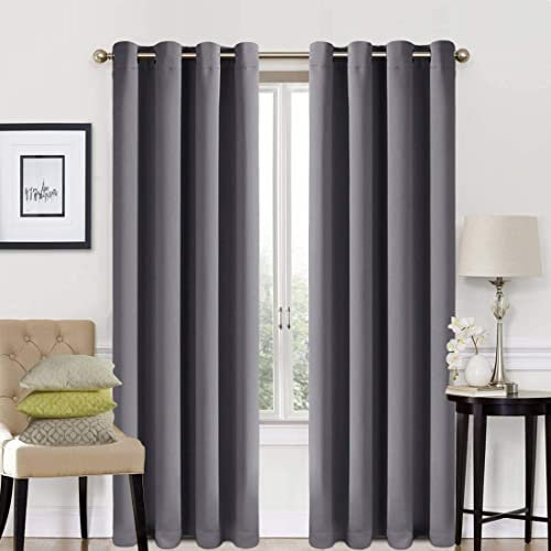 DreamNights Blackout Curtains Charcoal - Super Soft Eyelet Curtains, 46'' W x 54'' Drop, 2 Panels