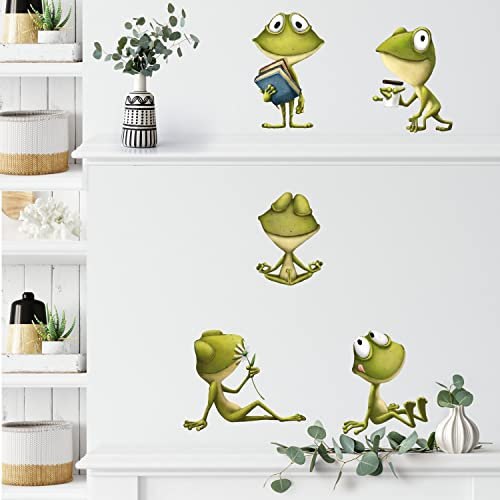 Sunnywall Tier Safari Wandsticker Wandtattoo Wandbild Baby Aufkleber Kinderzimmer Baby Wandaufkleber Spielzimmer Küche (Lustige Frösche)