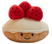 LAARNT 1 Pcs 10cm Mignon GâTeau Aux Fraises en Peluche, Cartoon Jouets Fruits Desserts PoupéEs Douce, DéCoration Chambre FêTe Accessoire Cadeau Anniversaire CréAtif pour Enfant Rouge