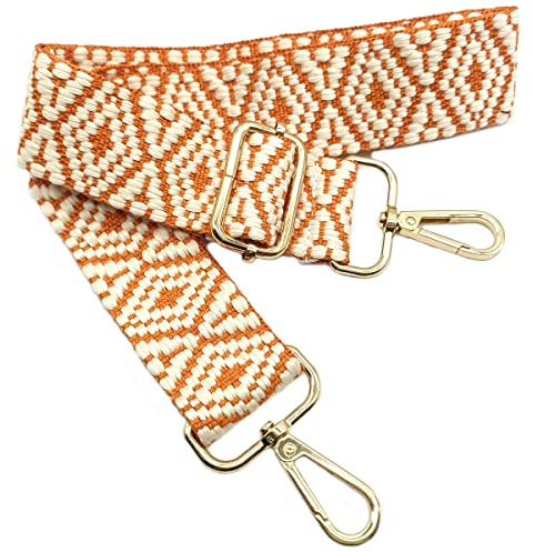 Verstellbarer Schultergurt für Taschen Orange, Taschengurte zum Wechseln, Taschengurt Breit mit Karabiner Gold, 80-130 cm Tragegurt Tasche für Damen Schulterriemen, Handtasche, 3.8cm, *05
