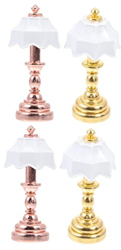 Tofficu 4 Pcs Dollhouse Table Lamp Dollhouse Floor Light Dollhouse Lights Mini Bedside Light Battery Table Lamp Mini House Decor Exquisite Mini Lamp Mini Floor Lamp Led Ob11 Wall Lamp Iron
