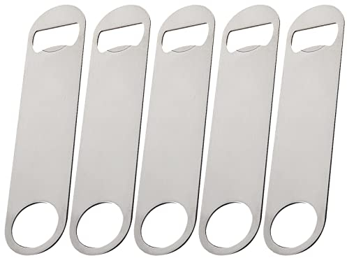 5 Pcs Bar Blade Bottle Openers, 7Inch Flat Bottle Openers, Stainless Steel Bottle Opener, Professional Dual Version Bar Blades Bottle Opener for Party Kitchen Bar Restaurant(Size:7 inch)