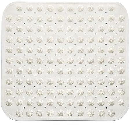 Duschmatte, 48 x 48 cm Duschmatte rutschfest, Antirutschmatte mit Saugnäpfen, Massage rutschfest, für Saunen, Waschmaschinenfest, Quadrat, Weiß