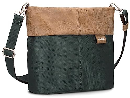 Zwei Damen Handtasche Olli OT8 Umhängetasche 3 Liter klassische Crossbody Bag wasserabweisend robust strapazierfähig Bicolor Design Schultertasche inkl. 2 Schultergurte kurz & lang (pine)