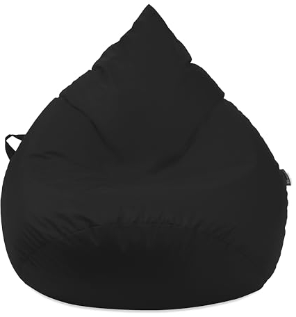 Droplet-Lounge Tropfenform Sitzsack mit Füllung | für Kinder Erwachsene | Indoor & Outdoor geeignet | Wasser-& Schmutzabweisend | Sitzkissen Bodenkissen Beanbag (XL Durchmesser 70 cm, Anthrazit)